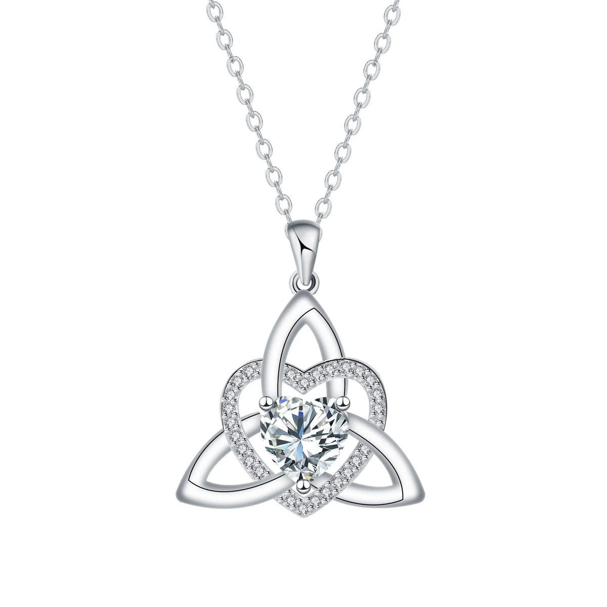 ✨ Celtic Trinity Knot Heart Birthstone Necklace | Heart-Shaped Pendant