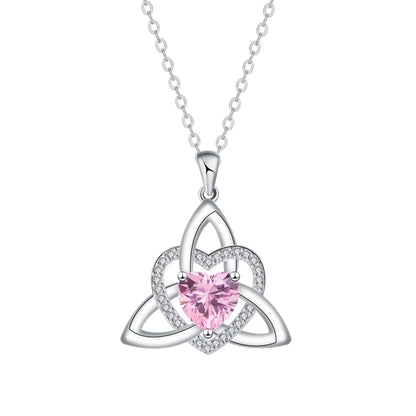 ✨ Celtic Trinity Knot Heart Birthstone Necklace | Heart-Shaped Pendant