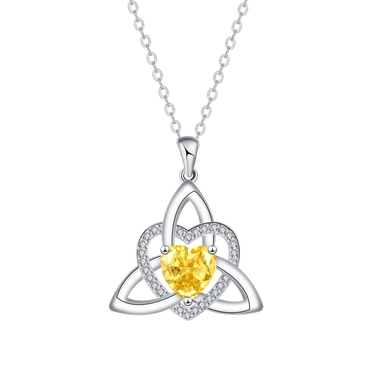✨ Celtic Trinity Knot Heart Birthstone Necklace | Heart-Shaped Pendant