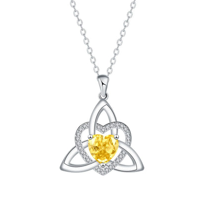 ✨ Celtic Trinity Knot Heart Birthstone Necklace | Heart-Shaped Pendant