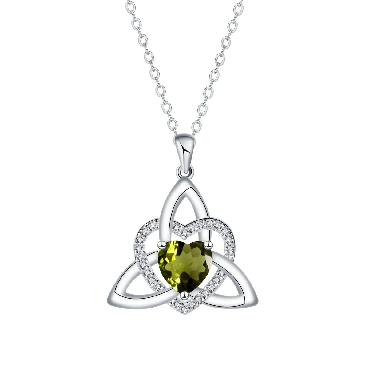 ✨ Celtic Trinity Knot Heart Birthstone Necklace | Heart-Shaped Pendant