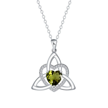 ✨ Celtic Trinity Knot Heart Birthstone Necklace | Heart-Shaped Pendant