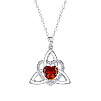 ✨ Celtic Trinity Knot Heart Birthstone Necklace | Heart-Shaped Pendant