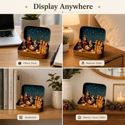 Pocket-Size Mini Nativity Scene Set – Hand-Painted Christmas Décor