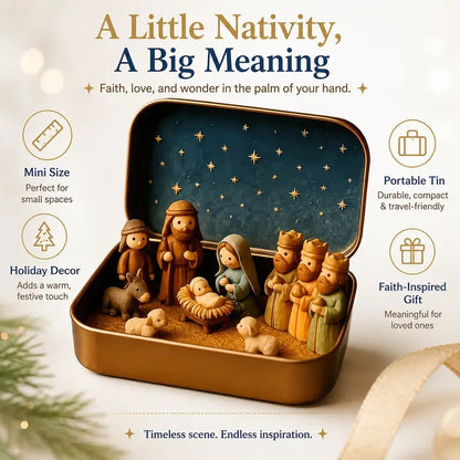 Pocket-Size Mini Nativity Scene Set – Hand-Painted Christmas Décor