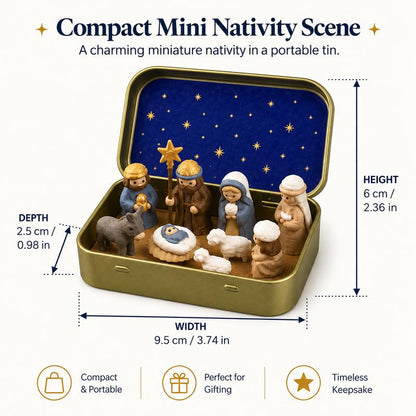 Pocket-Size Mini Nativity Scene Set – Hand-Painted Christmas Décor