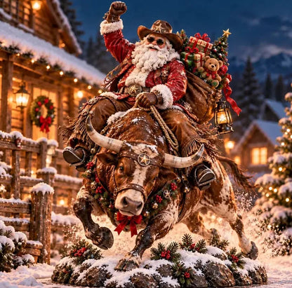 🔥 Last Day 49% OFF – 🎅 Cowboy Santa on Horse Lighted Christmas Yard Decoration | Rustic Western Holiday Outdoor Décor