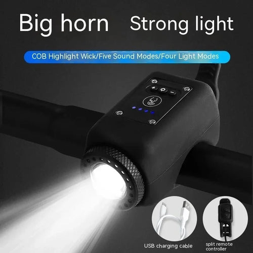 🚲 Rechargeable Bike Electronic Horn & Wide-Beam Front Light | Bicycle Safety Alarm & Headlight