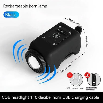 🚲 Rechargeable Bike Electronic Horn & Wide-Beam Front Light | Bicycle Safety Alarm & Headlight