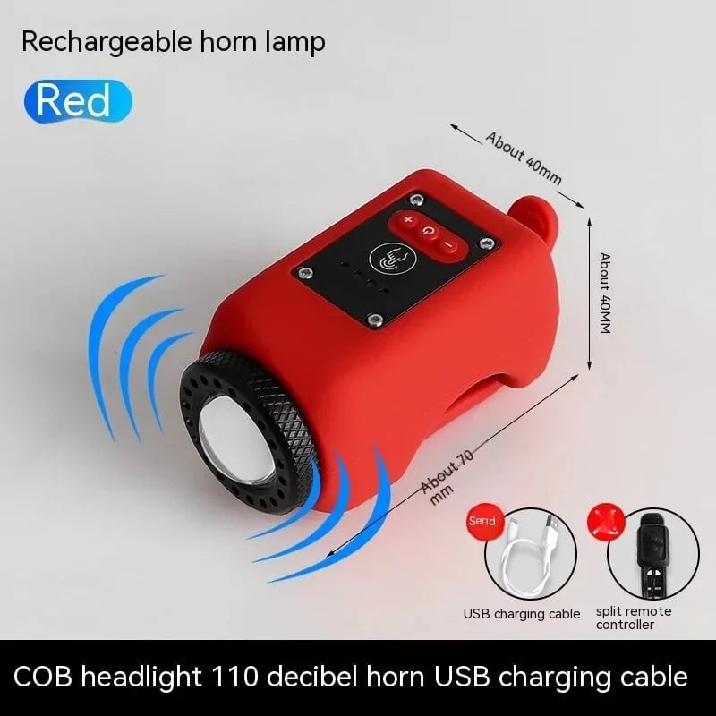 🚲 Rechargeable Bike Electronic Horn & Wide-Beam Front Light | Bicycle Safety Alarm & Headlight