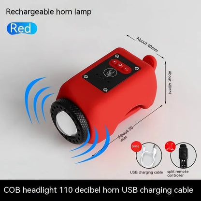🚲 Rechargeable Bike Electronic Horn & Wide-Beam Front Light | Bicycle Safety Alarm & Headlight