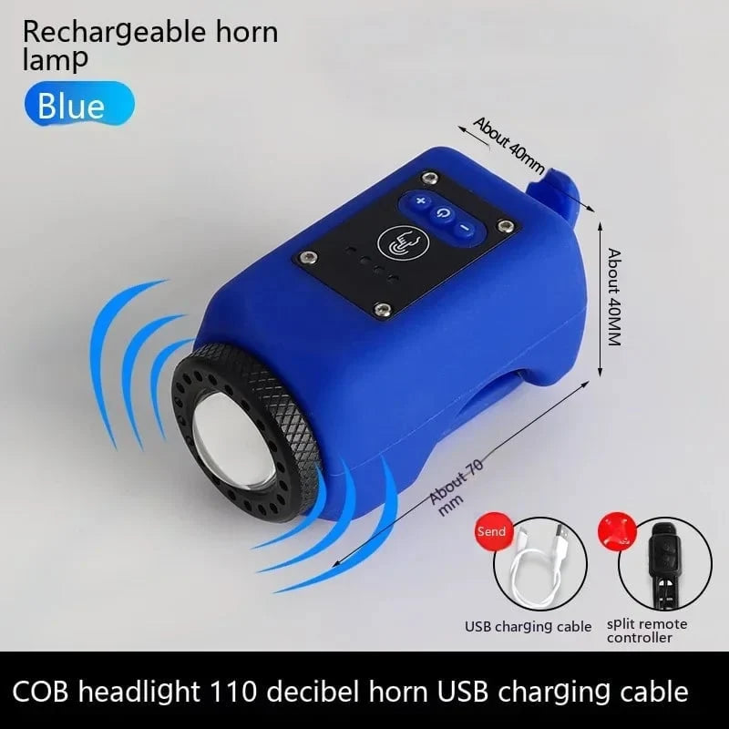 🚲 Rechargeable Bike Electronic Horn & Wide-Beam Front Light | Bicycle Safety Alarm & Headlight