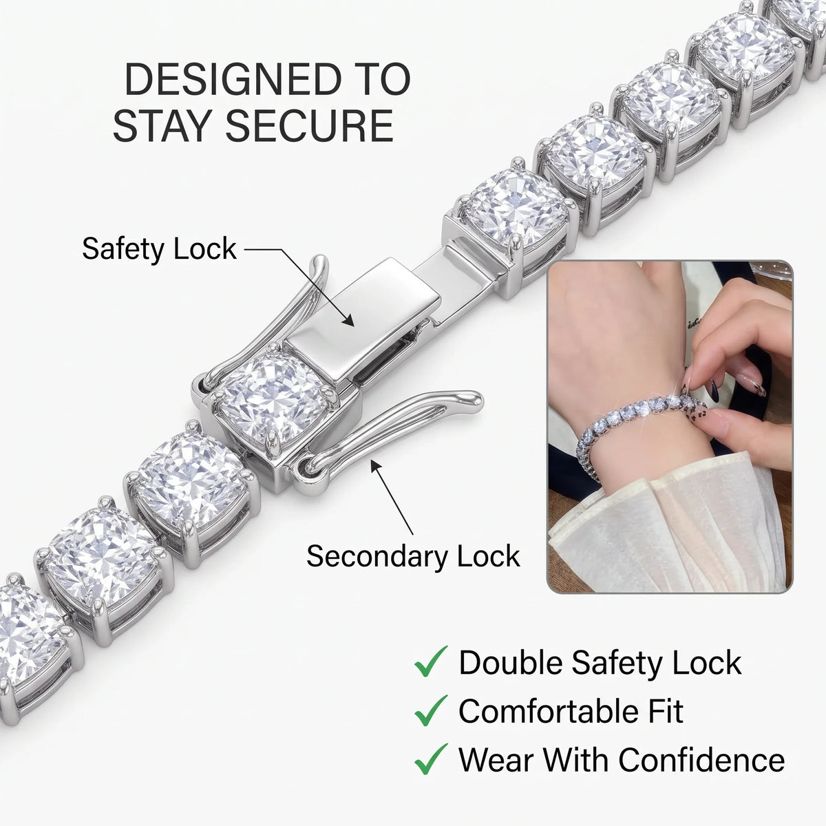 ✨ Last Day 90% OFF – 4mm D-Color Moissanite Tennis Bracelet | 14K Gold Plated Sparkle with Double Safety Clasp