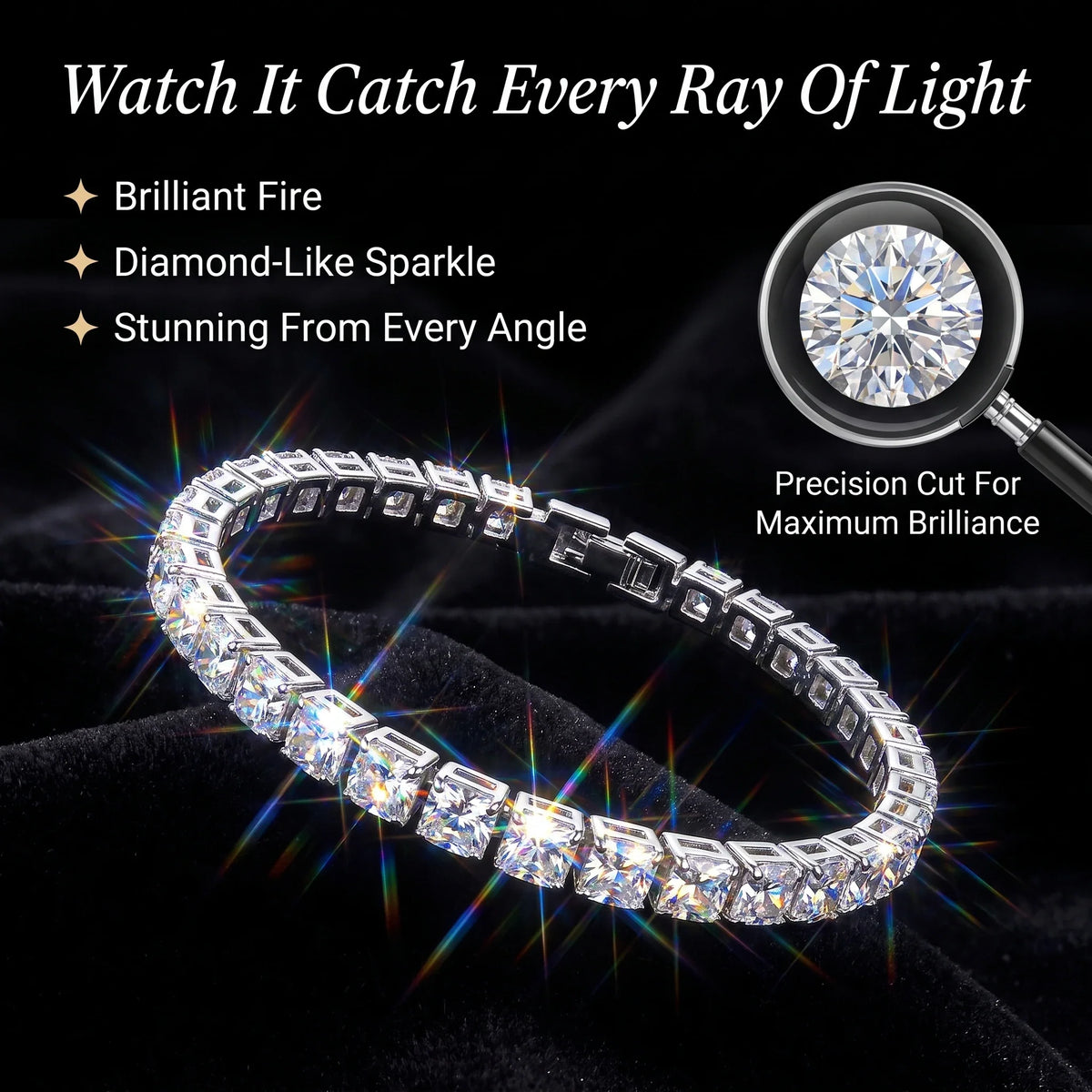 ✨ Last Day 90% OFF – 4mm D-Color Moissanite Tennis Bracelet | 14K Gold Plated Sparkle with Double Safety Clasp