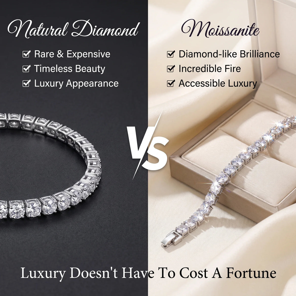✨ Last Day 90% OFF – 4mm D-Color Moissanite Tennis Bracelet | 14K Gold Plated Sparkle with Double Safety Clasp