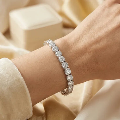 ✨ Last Day 90% OFF – 4mm D-Color Moissanite Tennis Bracelet | 14K Gold Plated Sparkle with Double Safety Clasp