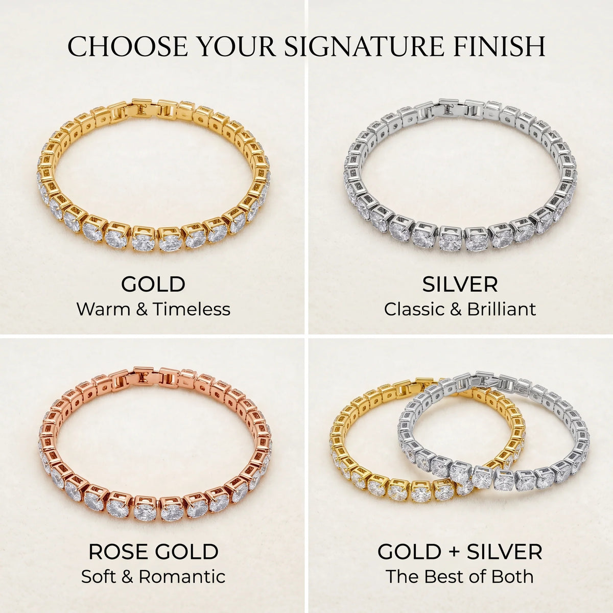 ✨ Last Day 90% OFF – 4mm D-Color Moissanite Tennis Bracelet | 14K Gold Plated Sparkle with Double Safety Clasp