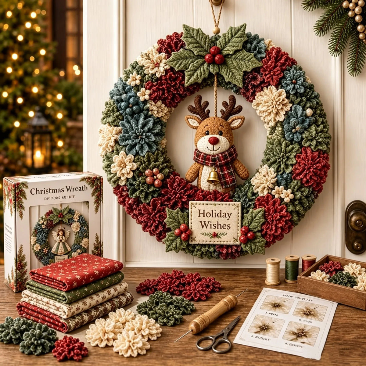 🎄 ✨ Make A Christmas Wreath You'll Be Proud To Display ❤️ 3D Fabric Poke DIY Kit With Tutorial & Guide Included