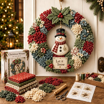 🎄 ✨ Make A Christmas Wreath You'll Be Proud To Display ❤️ 3D Fabric Poke DIY Kit With Tutorial & Guide Included