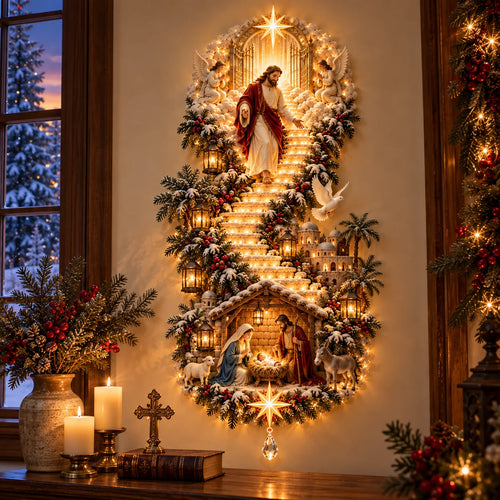 ✝️✨ Jesus Light of Heaven – LED Christmas Wall Hanging | 60% OFF 🎄
