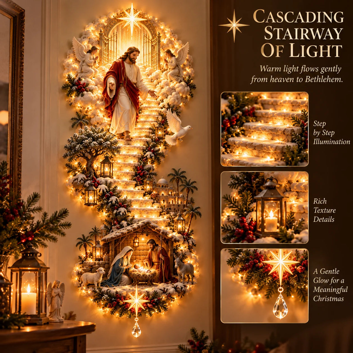 ✝️✨ Jesus Light of Heaven – LED Christmas Wall Hanging | 60% OFF 🎄