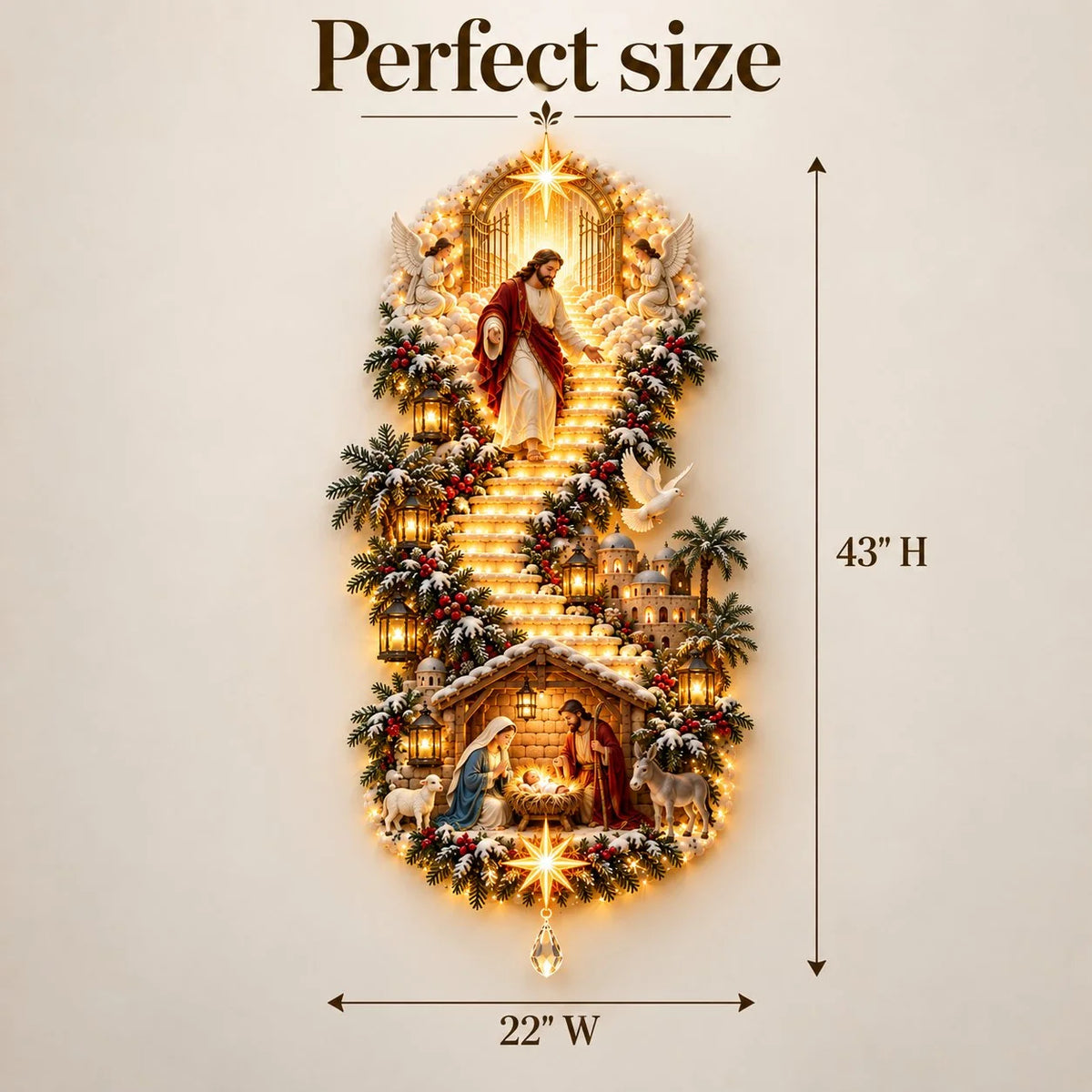 ✨ Last Day – 50% Off!✨ Jesus Light Of Heaven Christmas Wall Hanging✝️