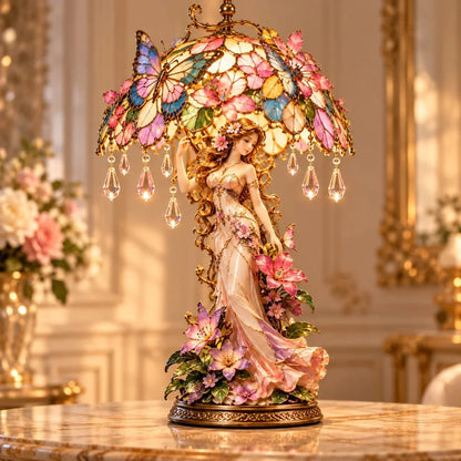 🦋✨ Enchanted Butterfly Lady Floral Lamp | Elegant Garden-Inspired Décor with a Magical Glow