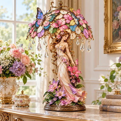 🦋✨ Enchanted Butterfly Lady Floral Lamp | Elegant Garden-Inspired Décor with a Magical Glow