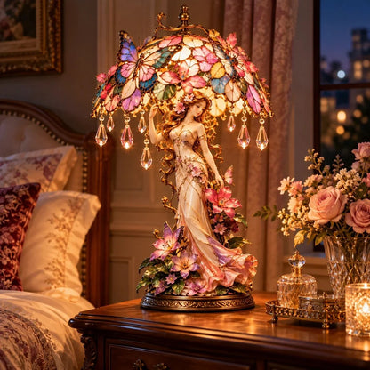 🦋✨ Enchanted Butterfly Lady Floral Lamp | Elegant Garden-Inspired Décor with a Magical Glow