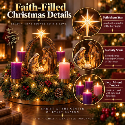 ✝️ Lighted Nativity Advent Wreath – Illuminated Christmas Religious Décor