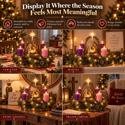 ✝️ Lighted Nativity Advent Wreath – Illuminated Christmas Religious Décor