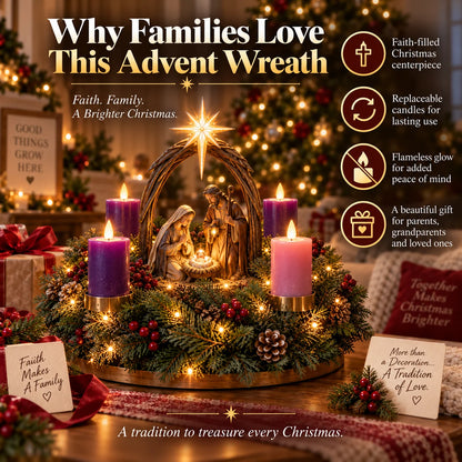 ✝️ Lighted Nativity Advent Wreath – Illuminated Christmas Religious Décor