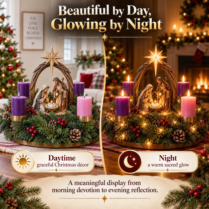 ✝️ Lighted Nativity Advent Wreath – Illuminated Christmas Religious Décor