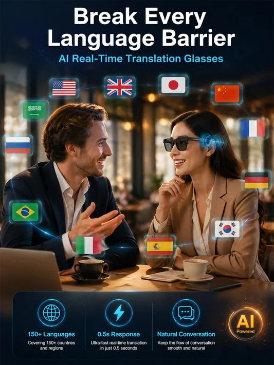 AI Smart Bluetooth Glasses：100% Offline Translation Zoom & Explore Smarter🕶️