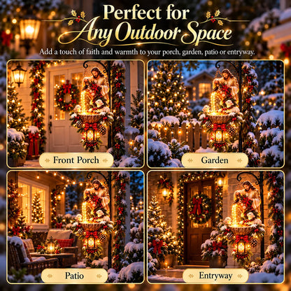 🔥 Last Day 50% OFF – ✝️ Jesus Blessing Hanging Fountain | Lighted Christian Christmas Décor 🙏✨