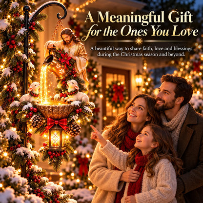 🔥 Last Day 50% OFF – ✝️ Jesus Blessing Hanging Fountain | Lighted Christian Christmas Décor 🙏✨