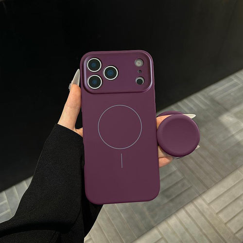 Magnetic Stand Silicone Phone Case with AI Capture Button, Compatible with iPhone 12 to iPhone 18 Pro Max