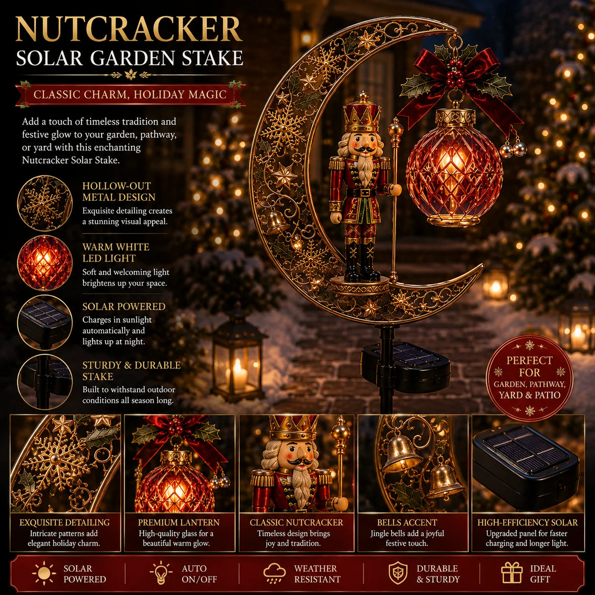 🔥Solar Christmas Crescent Garden Light 🎄✨
