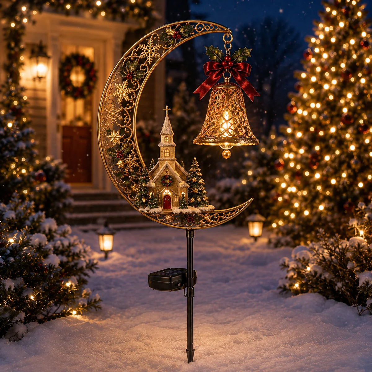 🔥Solar Christmas Crescent Garden Light 🎄✨