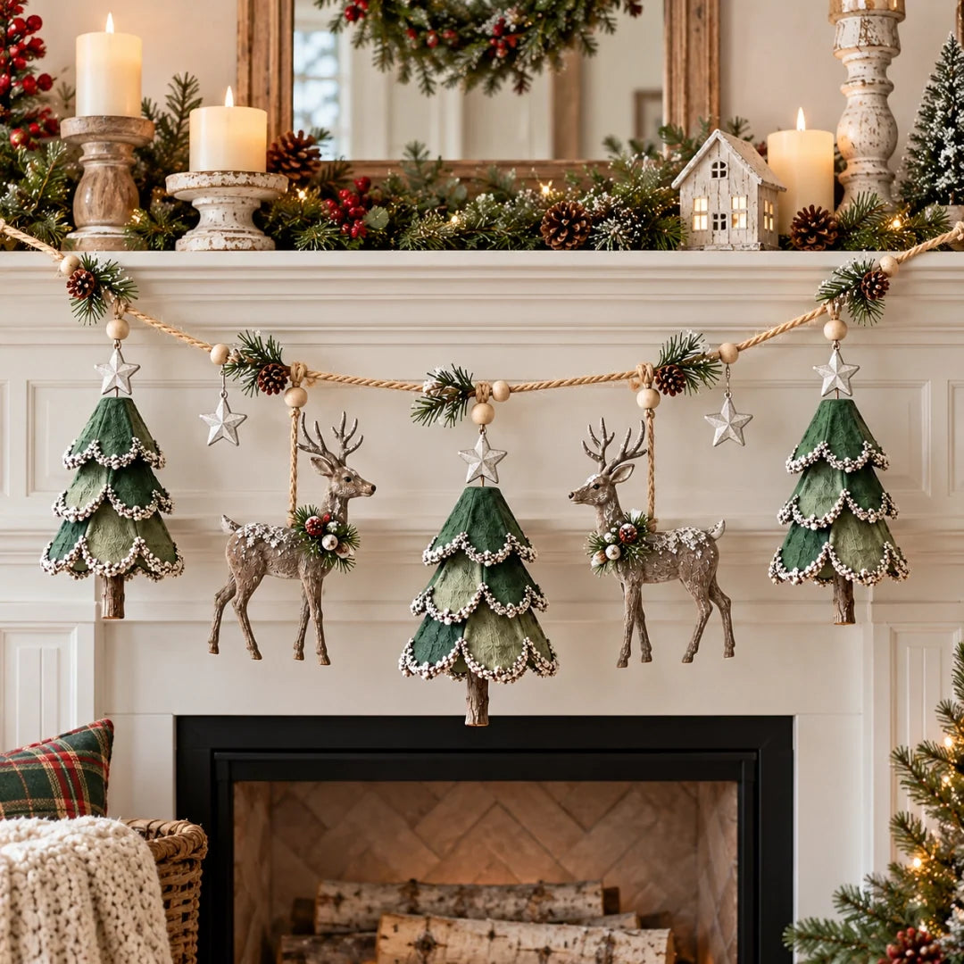 🎄✨ Lighted Woodland Christmas Garland – Enchanting Evergreen Holiday Décor with a Warm Festive Glow