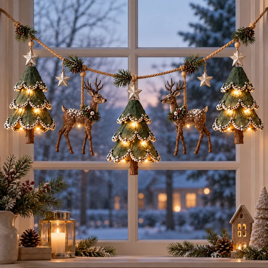 🎄✨ Lighted Woodland Christmas Garland – Enchanting Evergreen Holiday Décor with a Warm Festive Glow