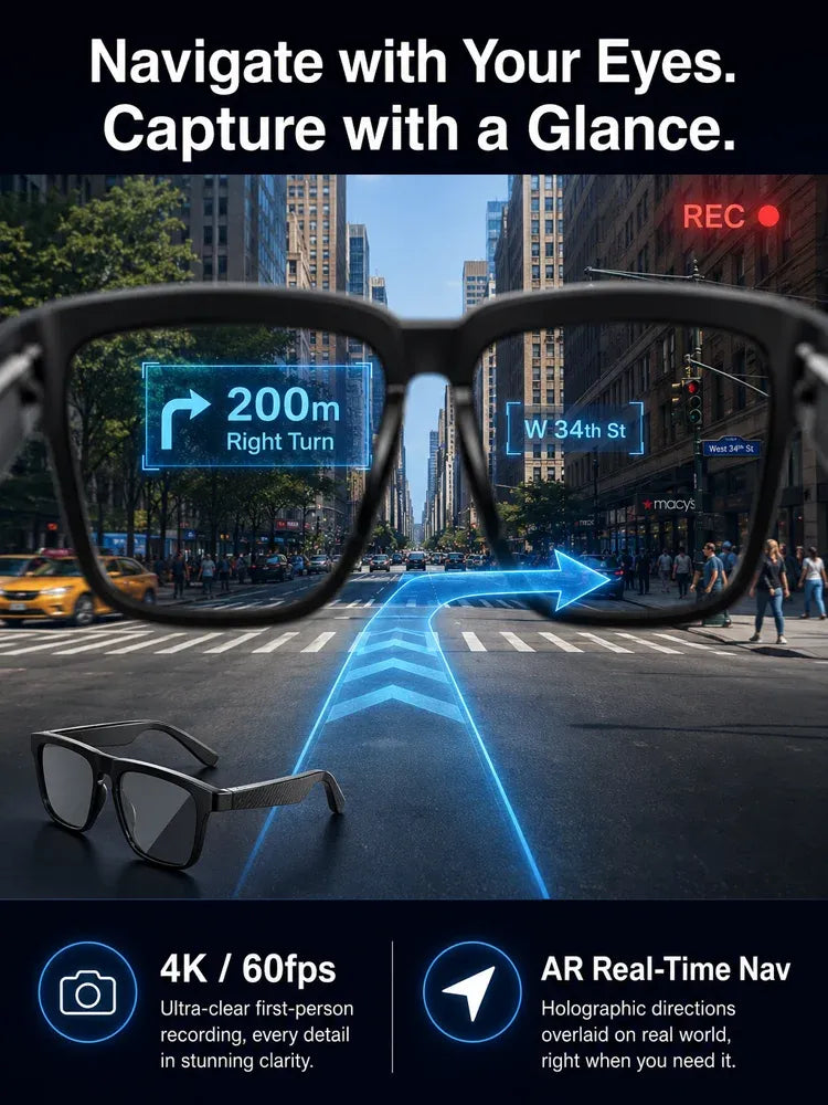 AI Smart Bluetooth Glasses：100% Offline Translation Zoom & Explore Smarter🕶️
