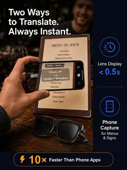 AI Smart Bluetooth Glasses：100% Offline Translation Zoom & Explore Smarter🕶️