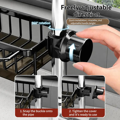 💦Sink Organizer Rack,Hanging Faucet Drain Rack