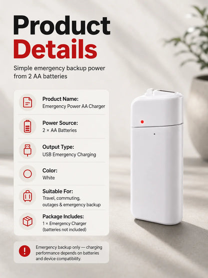 🔋 Emergency Phone Charger – AA Battery Powered USB Backup with LED Flashlight