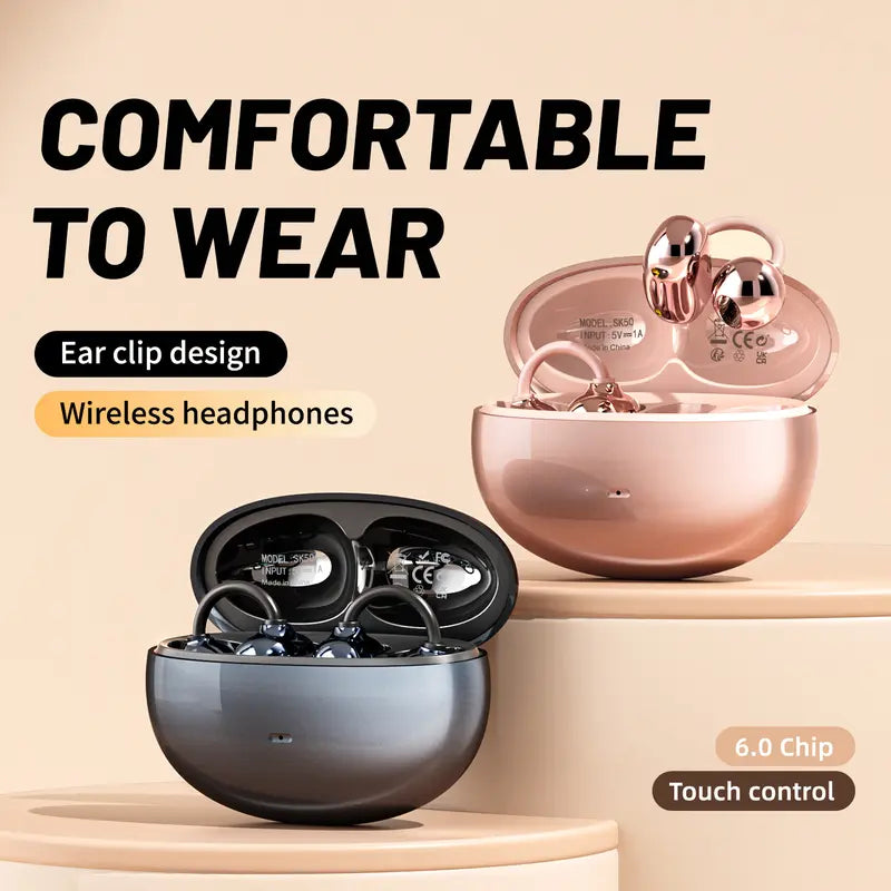🎧 Open-Ear Clip-On Wireless Earbuds