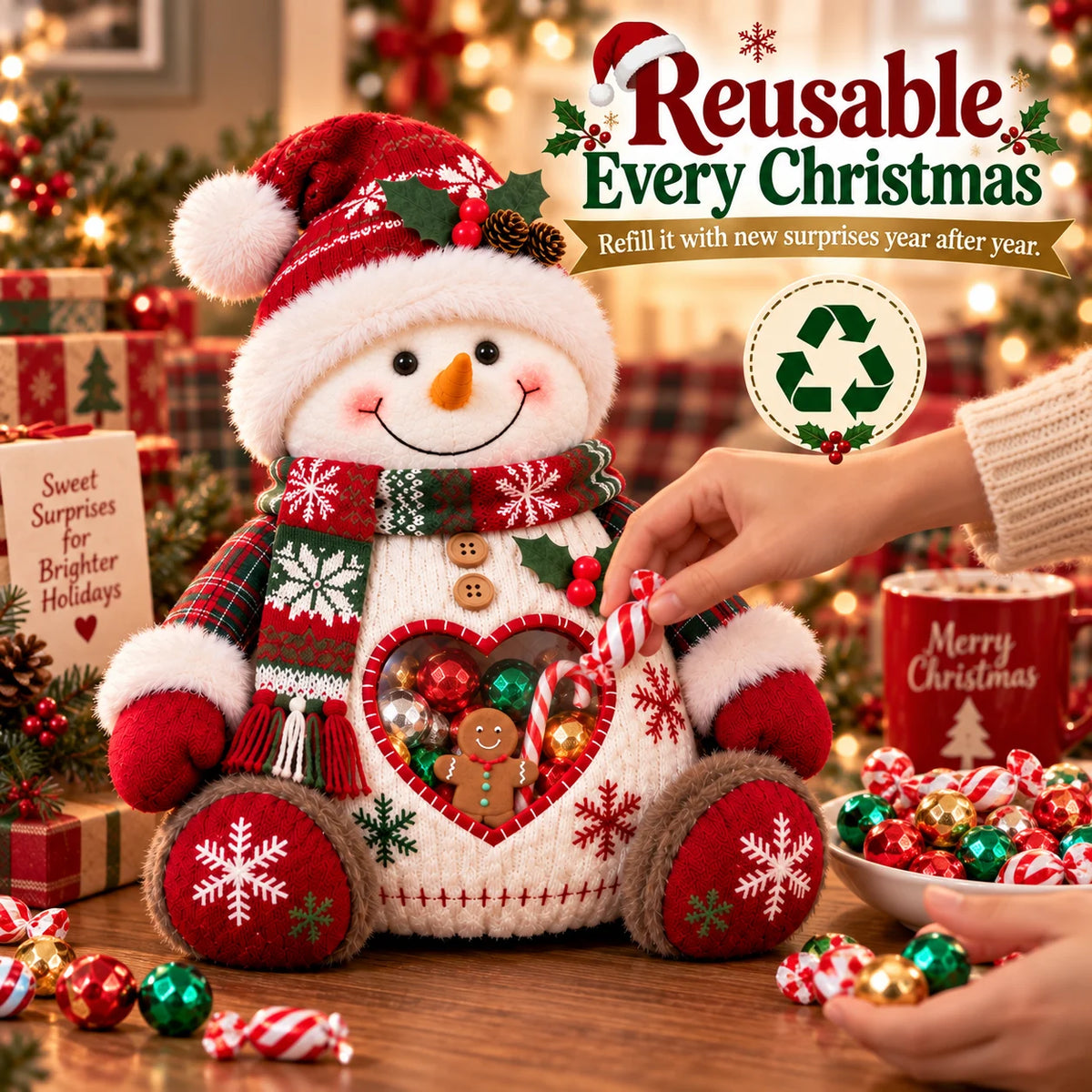 ⏰LAST DAY 50% OFF 💯🎅 Refillable Christmas Figurine Treat Holder