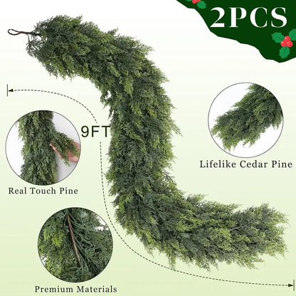 6 FT 2 Pcs Artificial Cedar Garlands