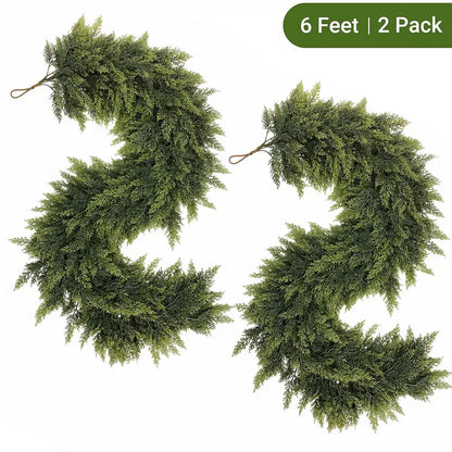 6 FT 2 Pcs Artificial Cedar Garlands