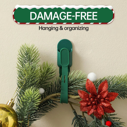 ⏰🎄 Silicone Christmas Wreath Ties & Traceless Hooks – Reusable, Damage-free Holiday Decor Hanging Kit ✨